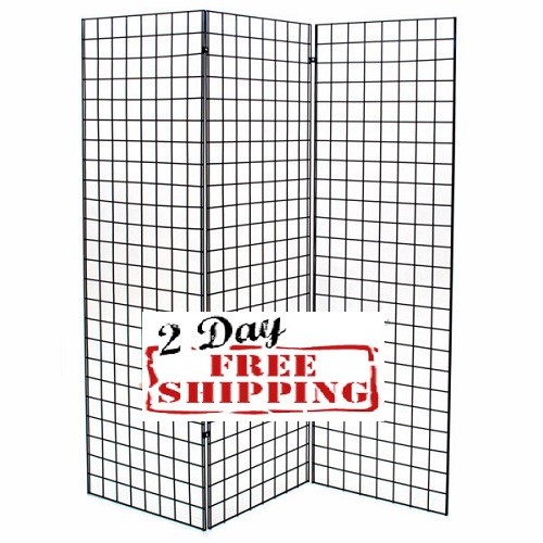 Display Grid Rack Three 2 x 6 ft Panel Z Unit Metal Stand Retail Store Craft Art