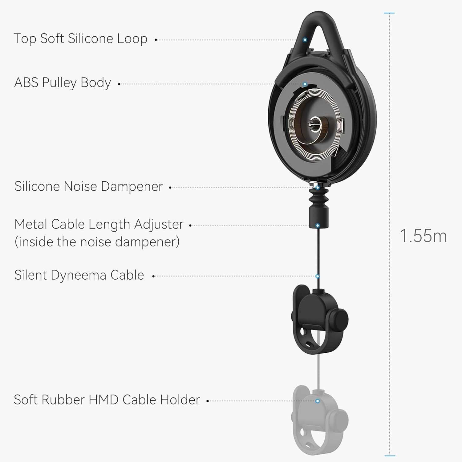 Sistema De Poleas Negro Para Gestion De Cables Compatible Con Quest Psvr2 Pico