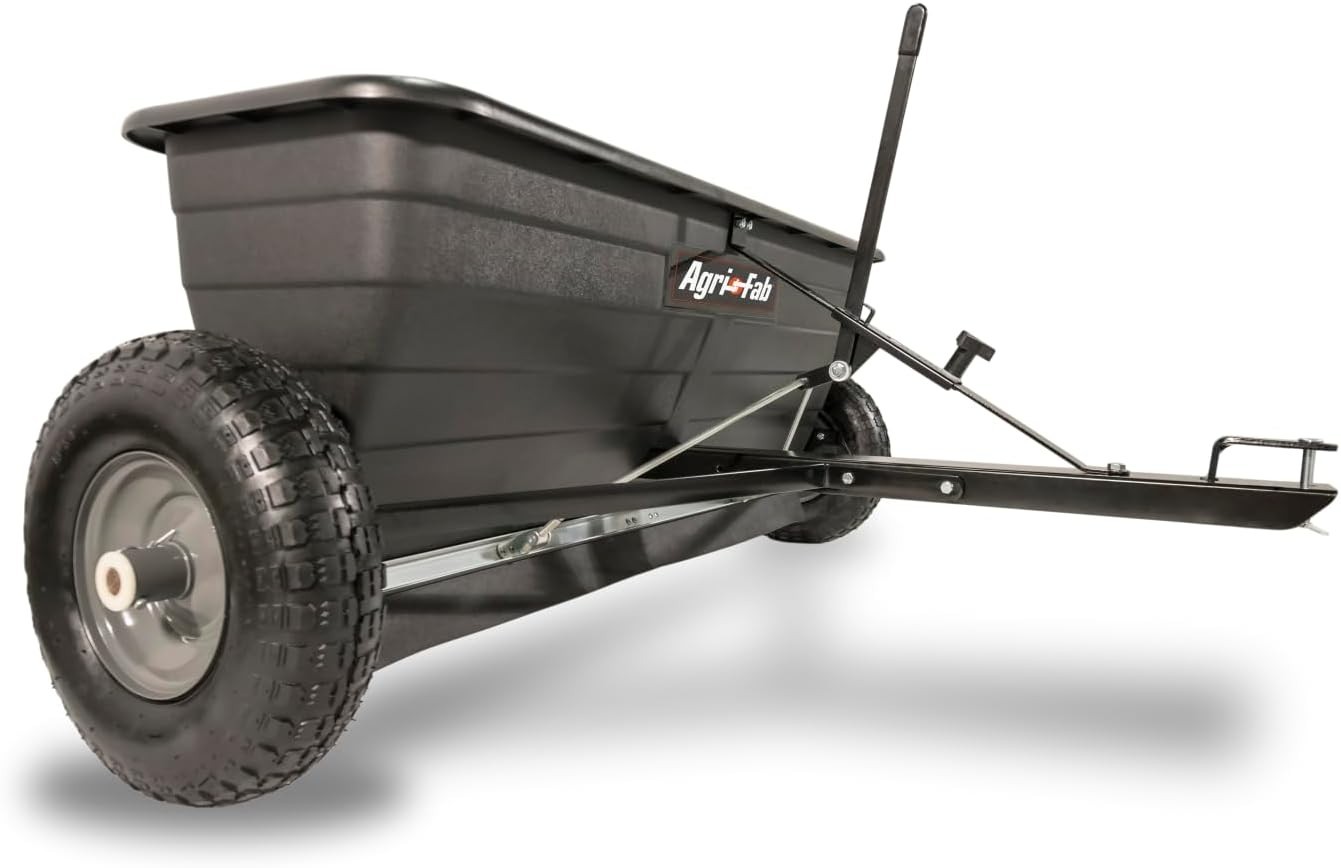 Tow Behind Lawn and Garden Drop Spreader for Seed, Fertilizer, Salt and Ice Melt