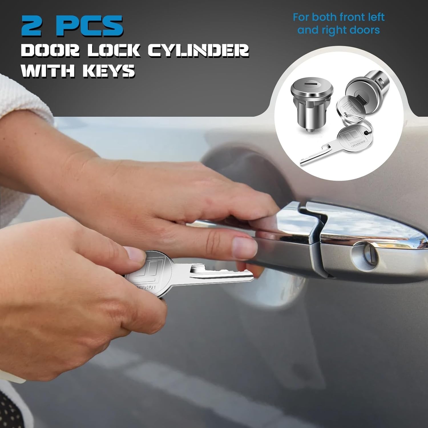 2PCS Door Lock Cylinder Set Front Left/Right,Compatible with Chevrolet Truck C10