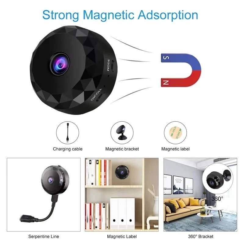 Wireless Mini Wifi Security Camera with Night Vision Motion Detection Rechargeab