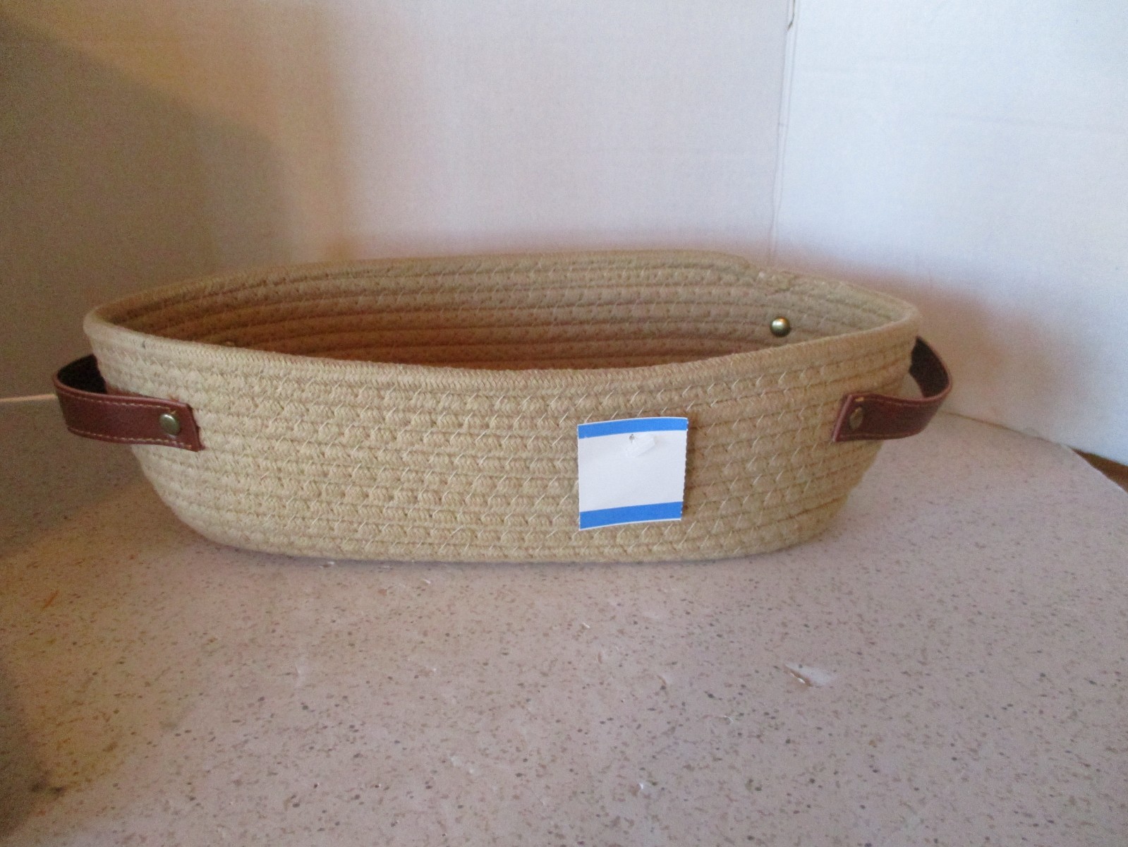 COIL BASKET OVAL WITH HANDLES, 12.75" x 6" x 3.5, NEW WITH TAG, VERY NICE