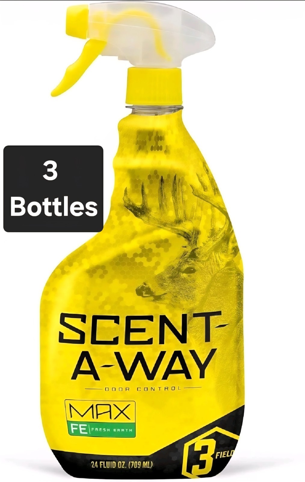 3 Bottles - Scent-A-Way MAX Fresh Earth Spray | Hunting Scent Eliminator