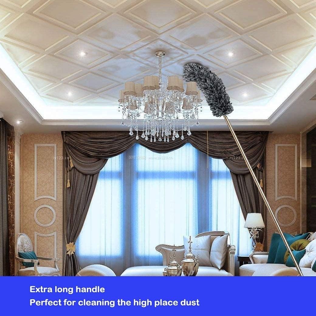 Bendable Microfiber Duster with Extendable 100-Inch Pole for Ceiling Fans & More