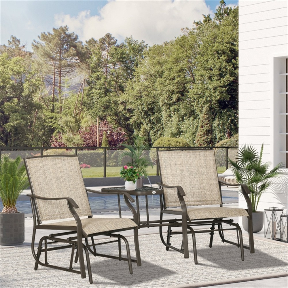 Tavern Table and Chair Double Patio Glider with Tea Table