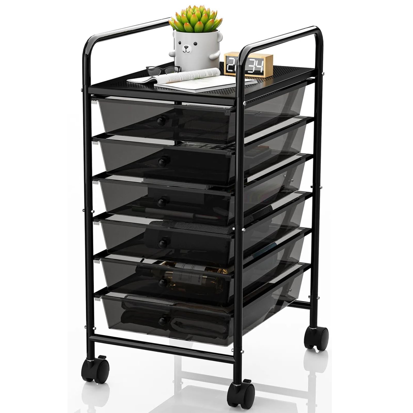 Rolling Cart with Drawers, 6-Tier Rolling Storage Cart with Drawers, Rolling ...