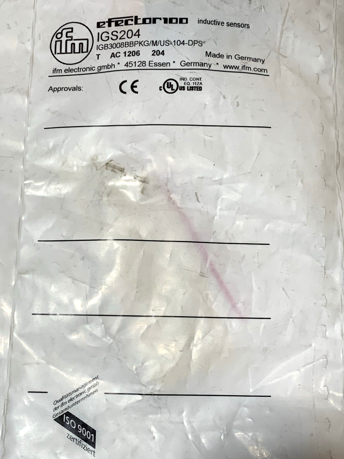 NEW SEALED IFM IGS204 Proximity Sencor Inductive 8mm $31 + FREE SHIPPING
