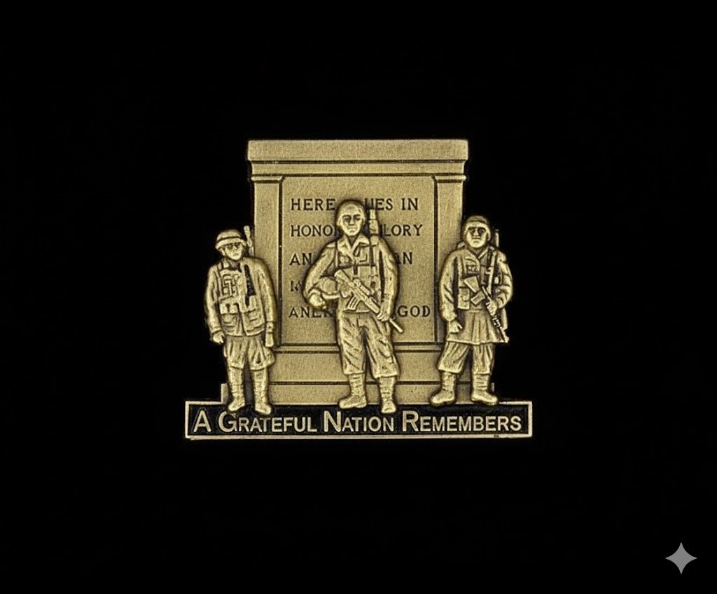 U.S. Military Memorial A Grateful Nation Remembers Lapel Pin - 1.25"
