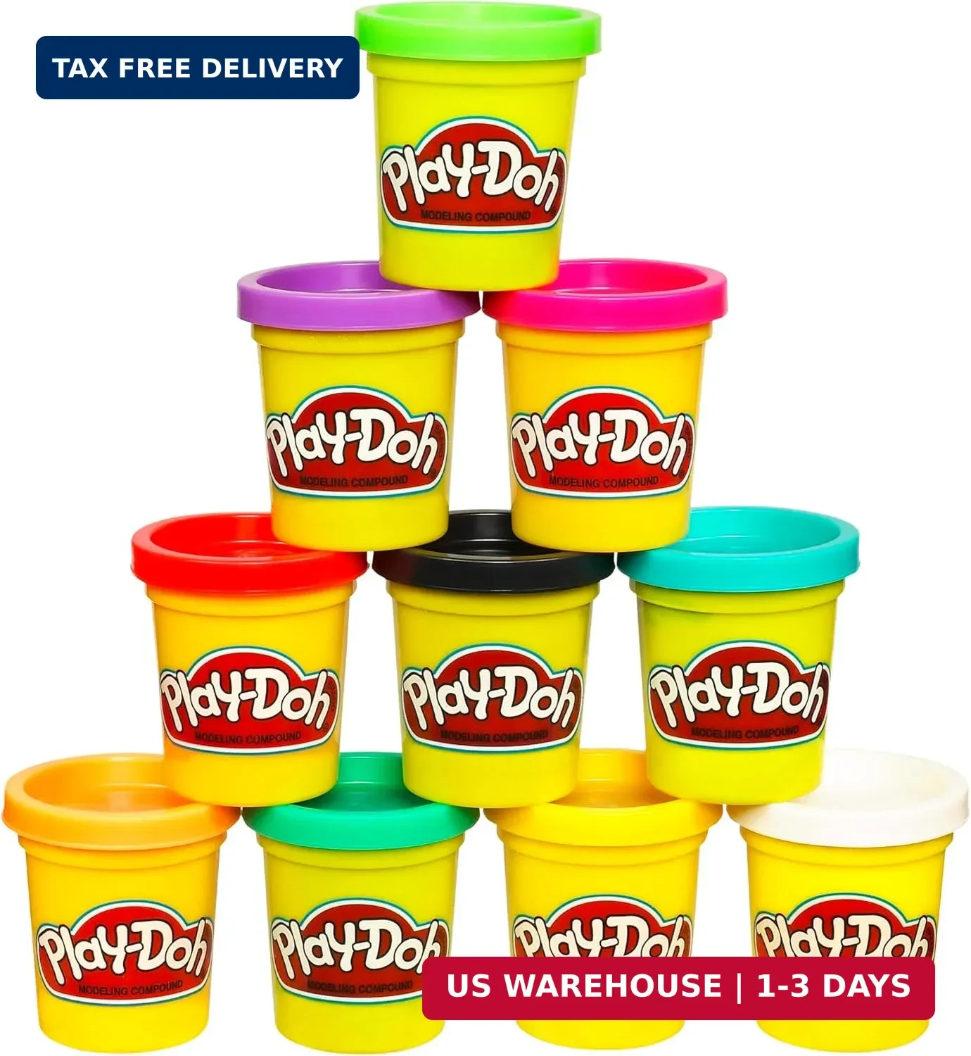 Play Doh Modeling Compound 10-Pack Case of Assorted Colors, Non-Toxic 2 oz. Cans