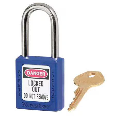 Master Lock 410Kas3blu Lockout Padlock, Keyed Alike, Thermoplastic, Blue, 1 1/2