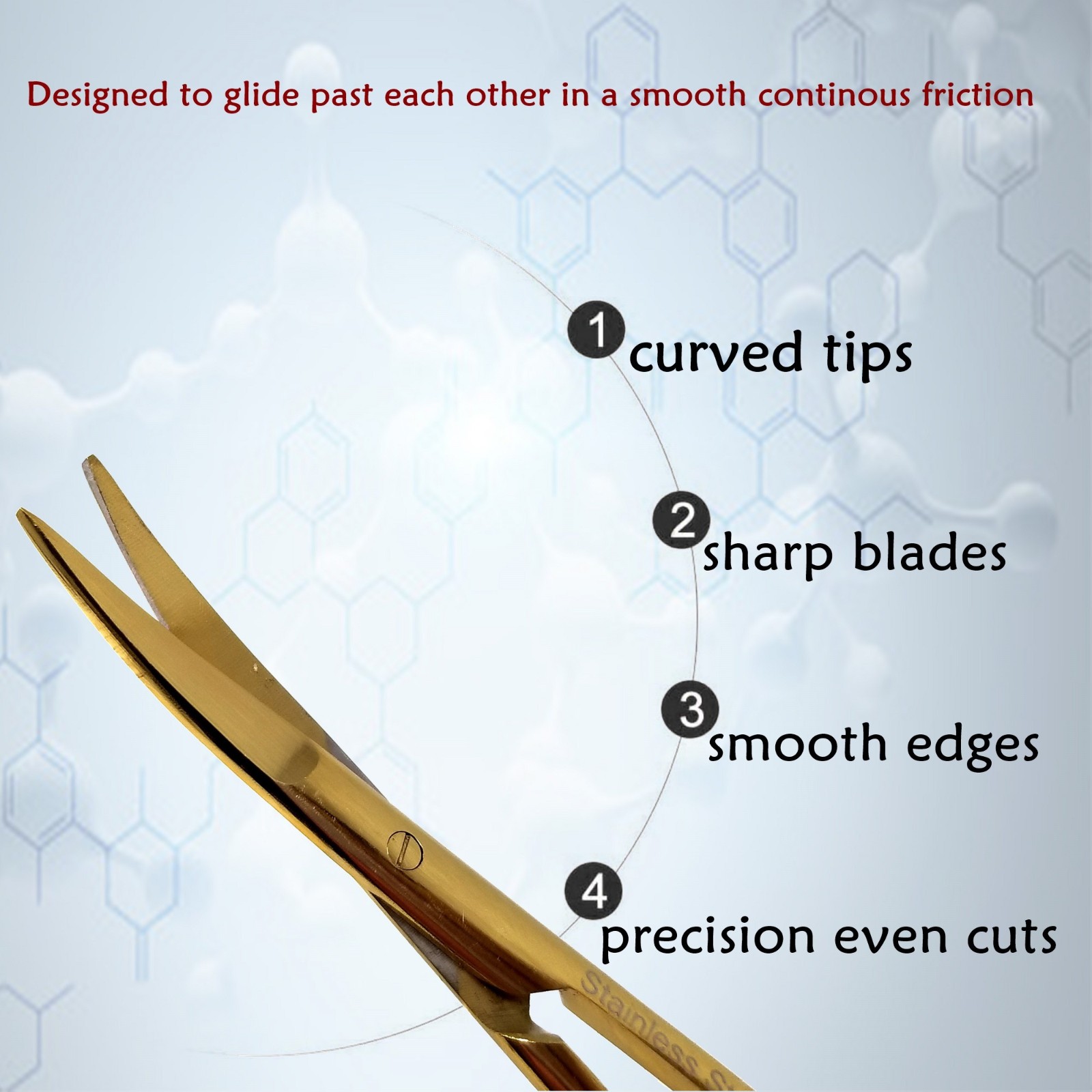 4.5" Micro IRIS Scissors Curved Pointed Tips Dental Veterinary Gold Shears