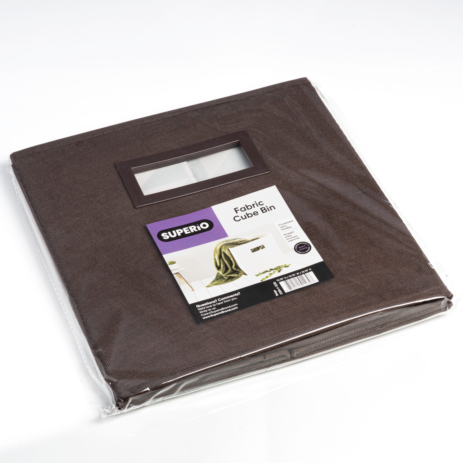 Superio Fabric Organizing Bin, 11" Brown Fabric Cube 2-Pack