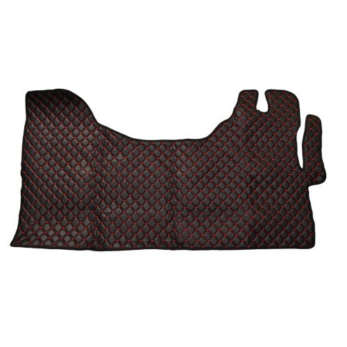 Black w/ Red Stitches Floor Cover Mats Eco Leather for IVECO DAILY VI 2014+ RHD