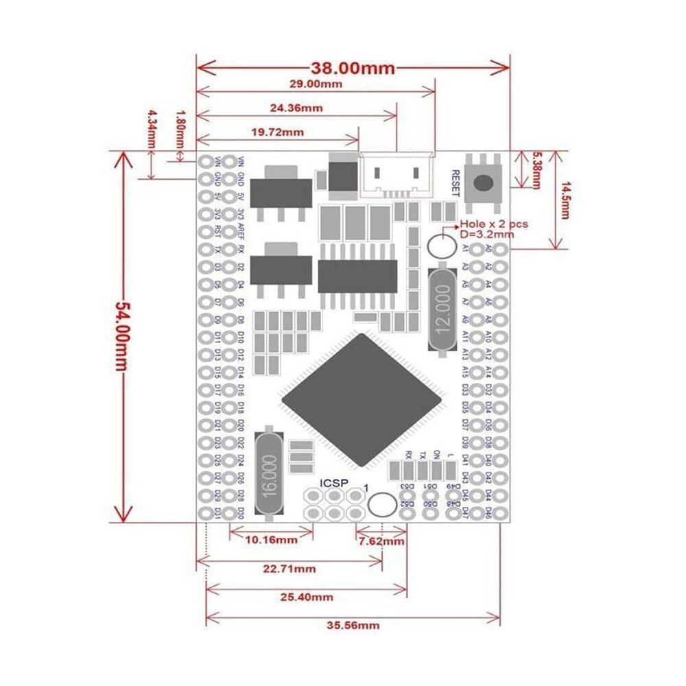 MEGA2560 PRO MINI ATmega2560-16AU CH340G Development Board