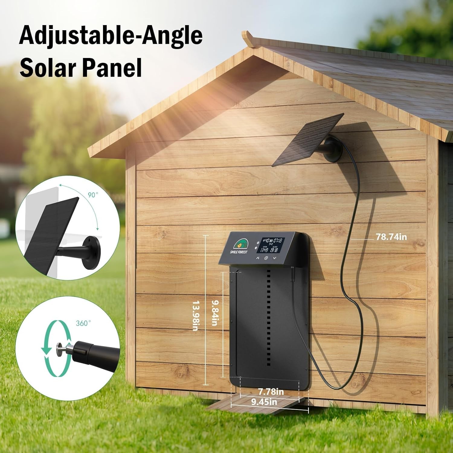 Automatic Chicken Coop Door Solar Powered Light Sensor Timer Poultry(76 chars)