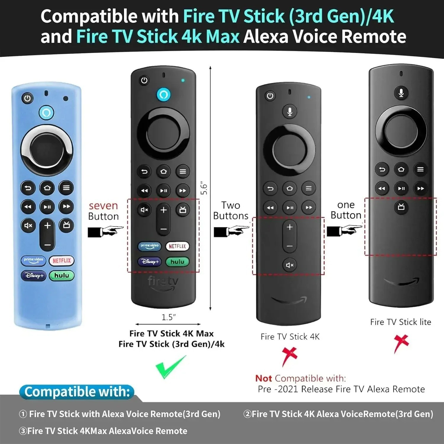 Silicone Case Remote Control for Amazon Fire TV Stick Lite 4K 3rd Gen Alexa