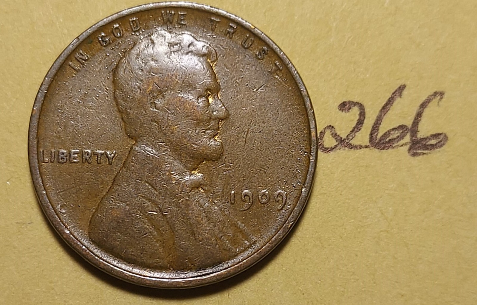 1909 Lincoln Wheat Cent  VF  VERY FINE  #266