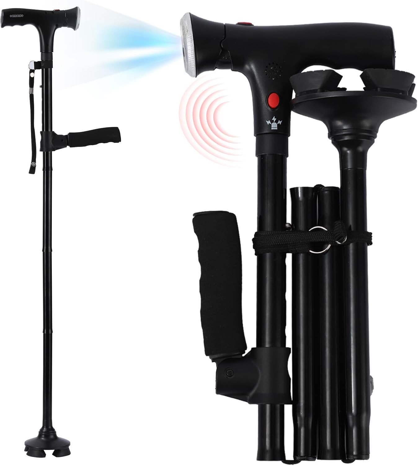 Cane Hero Walking Cane, Ready Walker Cane with Light and Alarm, Smart Walking Ca