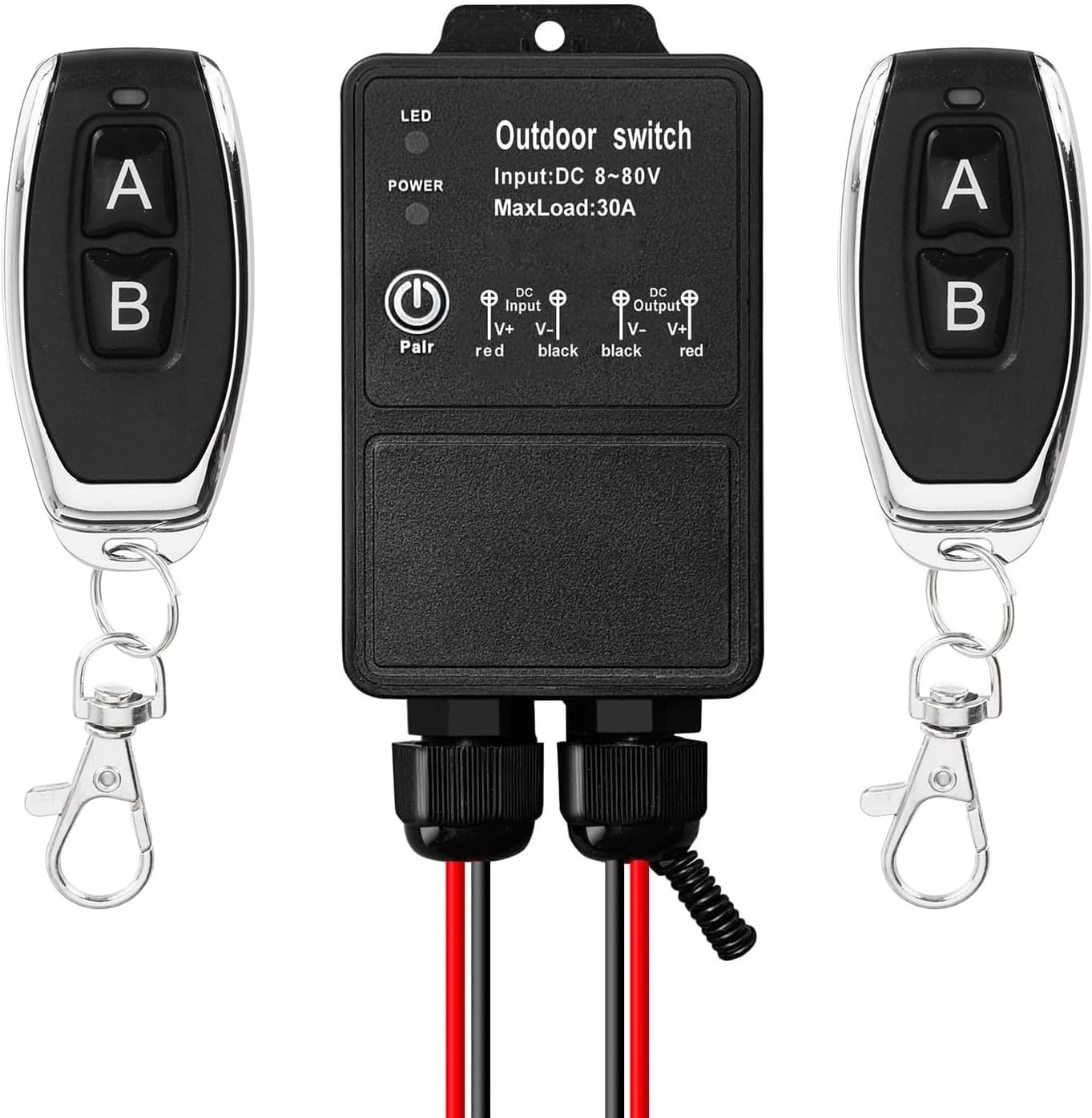 Waterproof 12V Remote Control Switch, Low Voltage DC 8-80V 30A Relay Wireless Re