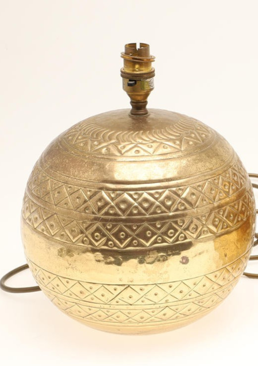 Pairt of Brass Globe Orb FormLlamps~ Geometric Decorative design 26 cm H 23 cm D