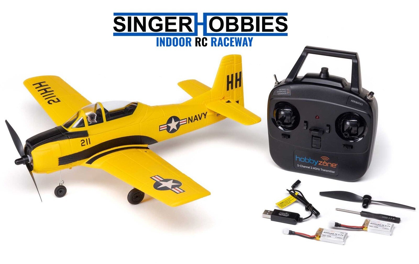 HobbyZone HBZ-1228 T-28 Trojan 450mm RTF with SAFE (2 Flight Batteries Included)