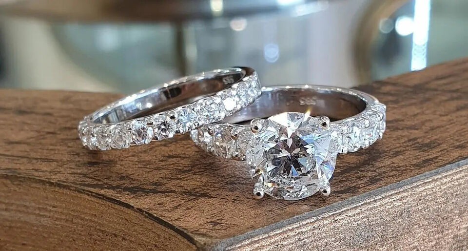 2.60 Ct Round Cut Lab-Created White Diamond Wedding Ring Set 925 Sterling Silver