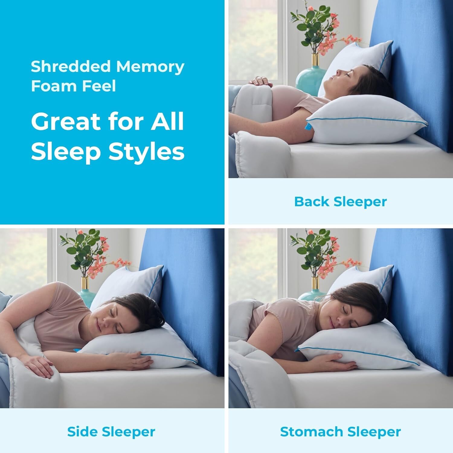 Shredded Memory Foam 2 Pack Pillow, King (Pack of 2), White 2 Count