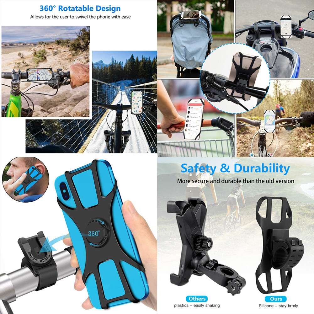US 1 Pack Silicone Cell Phone Mount Holder GPS MTB Bike Bicycle 360 Rotation
