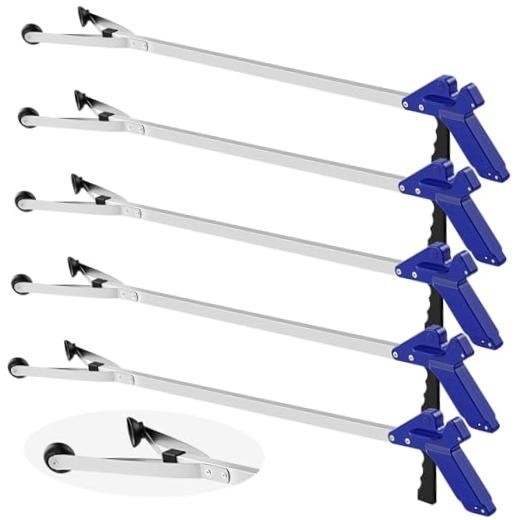 5 Pack Suction Cup Reacher Grabber Trash Picker Tool,,35inch 35 Inch Blue