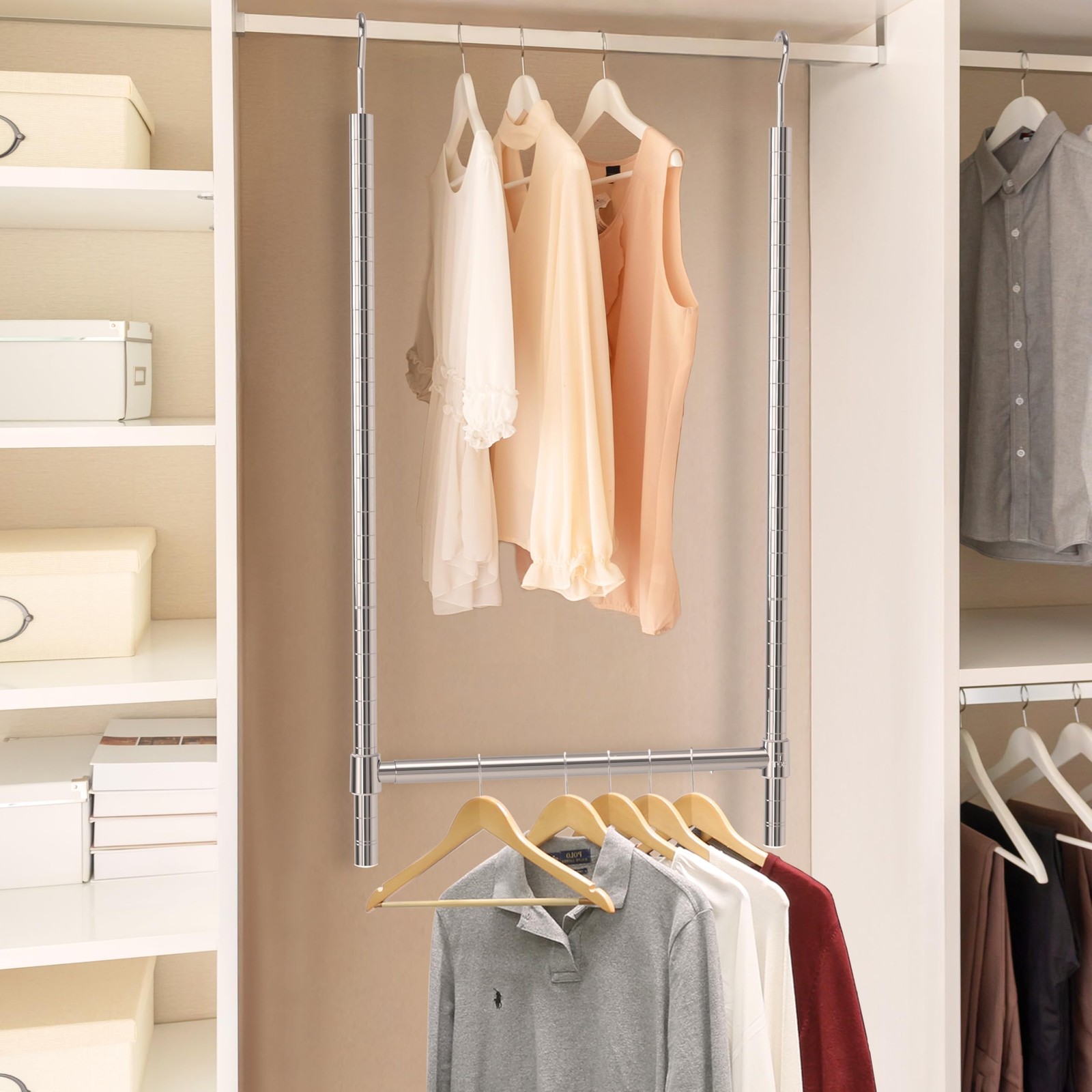 Adjustable Closet Hanging Rod, Chrome