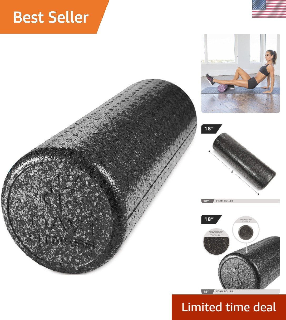 Firm Foam Roller - 12" for Muscle Recovery, Stretching & Myofascial Release