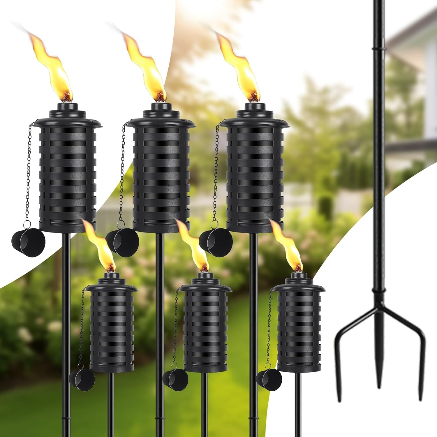 Citronella Torches for Outside Set of 6, 16 Oz Outdoor Garden Torches with