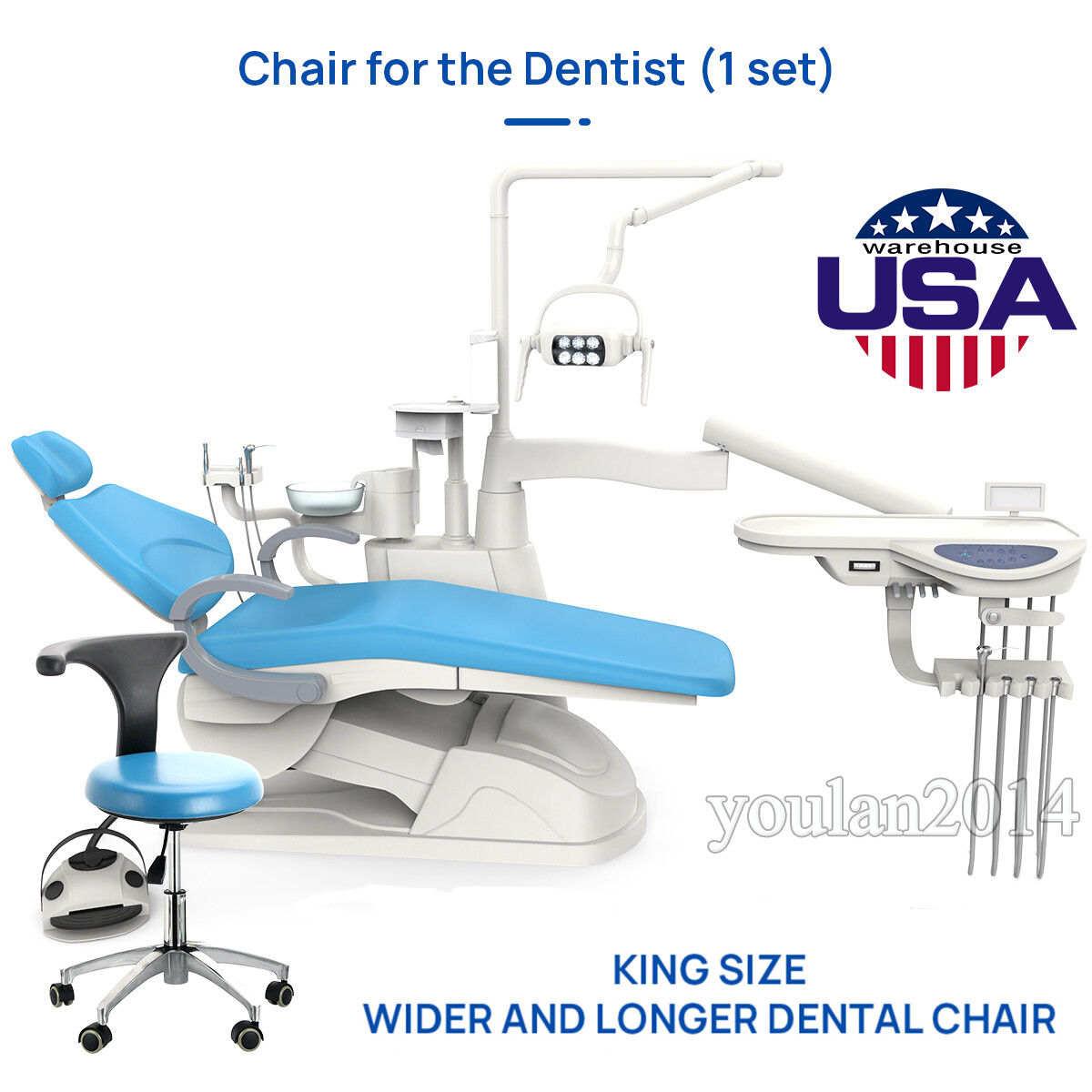 TJ2688-F6 Dental Unit Chair Computer Controlled DC Motor+Foot Pedal+Stool Kit
