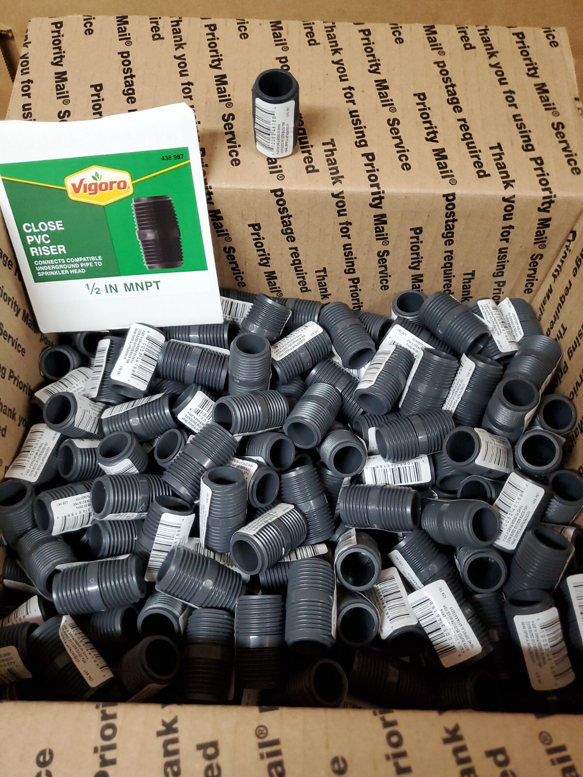 Vigoro 1/2" X 1/2" Close Threaded 1-1/2 in. PVC Sprinkler Riser, RSRCL12 (250)PC