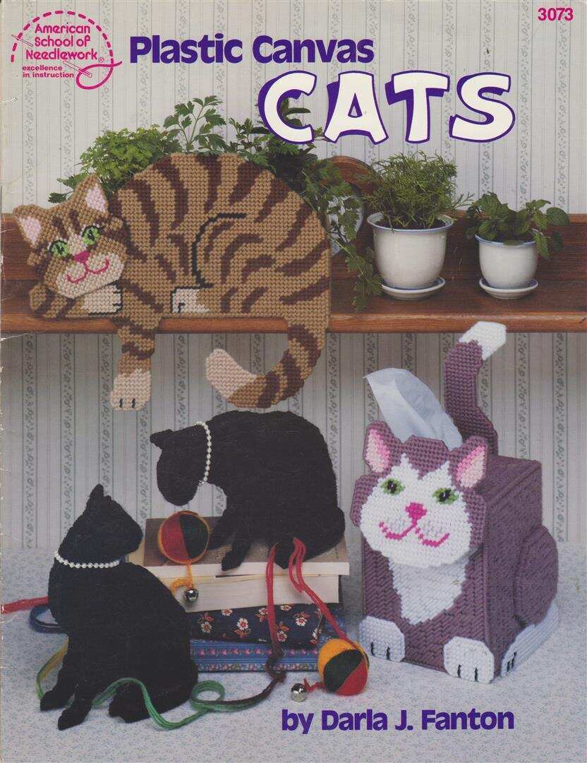 VTG!!OOP!!! PLASTIC CANVAS CATS MAGNETS/TISSUE COVER SO MUCH MORE!!!
