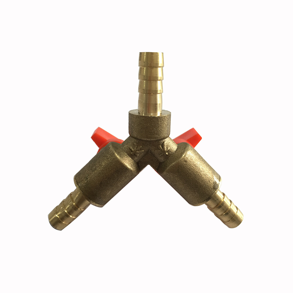 3-Way Tee Brass Y Shut off Ball Valve 5/16" 8mm Barb Fuel Gas Oil Valve CLAMP