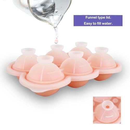 2 Pack Silicone Ice Cube Trays, Pink Rose Ice Cube Mold, Large rose&round