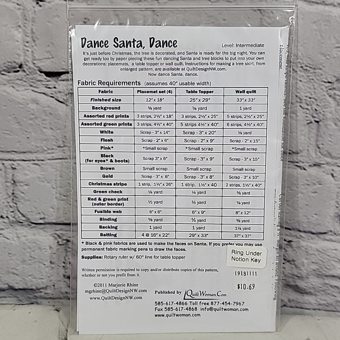 DANCE SANTA DANCE Quilt Design Northwest Pattern - 38" x 33"