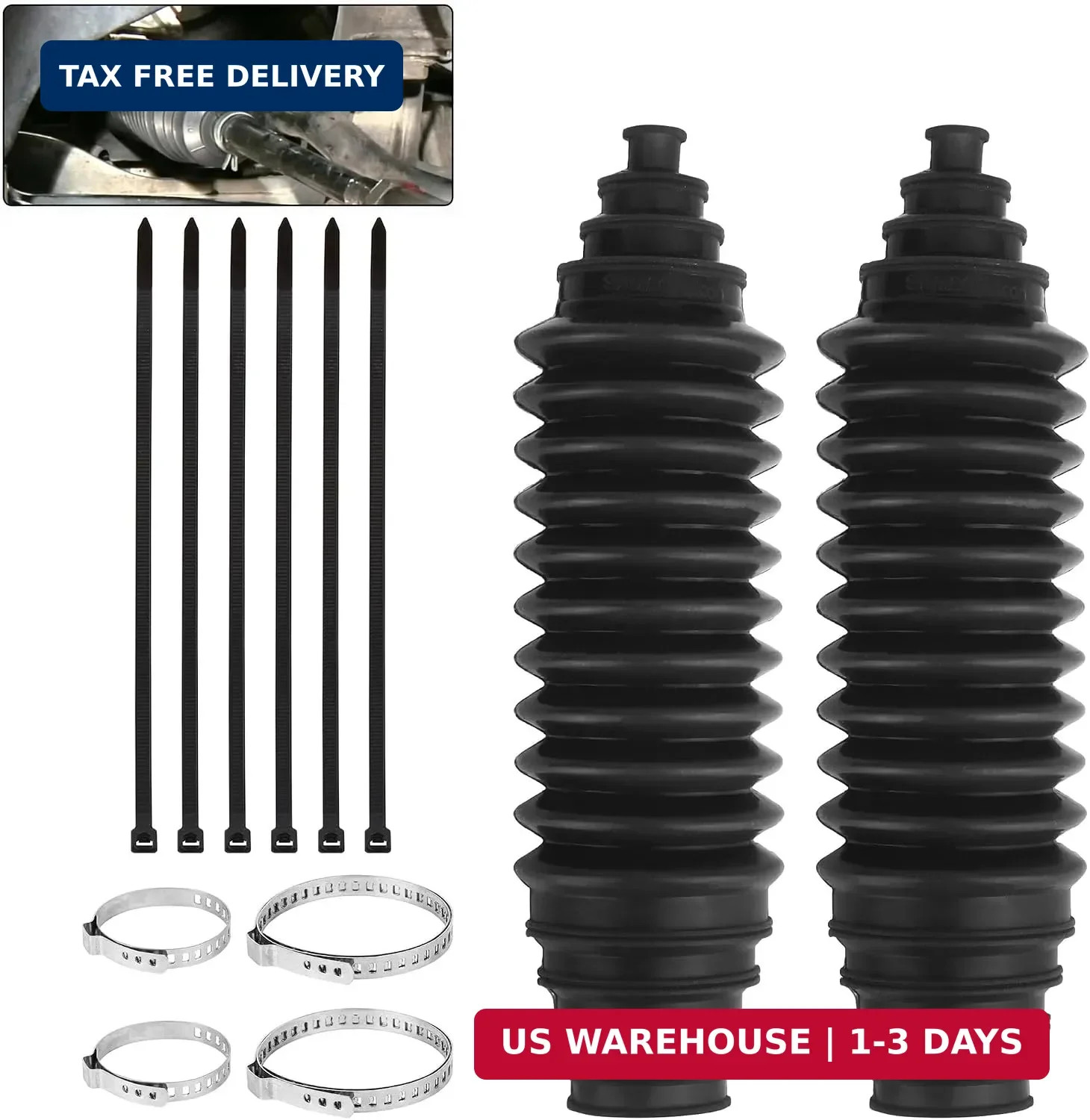 Steering Rack and Pinion Boot Kit, 2PCS Adjustable Silicone Inner Tie Rod Boot K