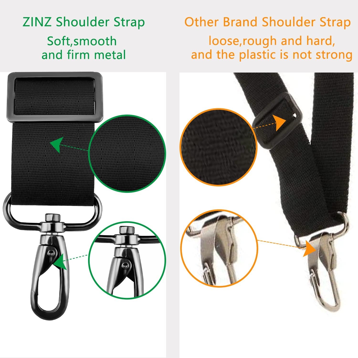 ZINZ Shoulder Strap 58" Ultra-Thick Fixed Padded and Adjustable Buckles Cross...
