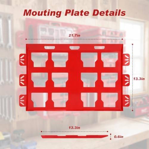 Mounting Plate Compatible with Milwaukee Packout 2Pack Red Mounting Plate