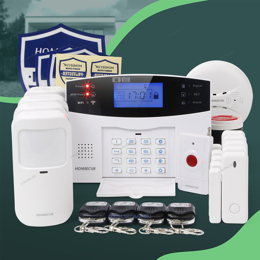 HOMSECUR APP Controlled Wireless WIFI 4G Home House Alarm System+Panic Button