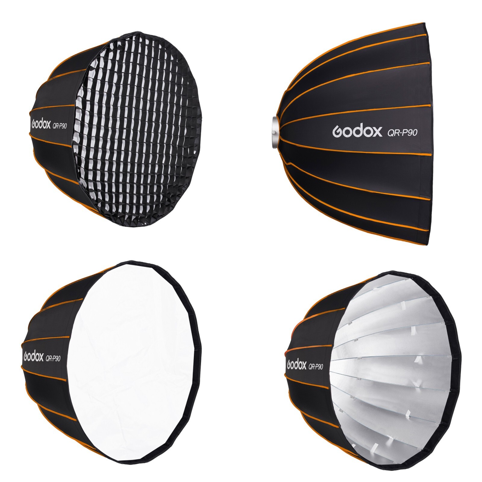 Godox QR-P90 90CM Softbox with Grid, Parabolic Softbox Bowens Mount Quick Setup