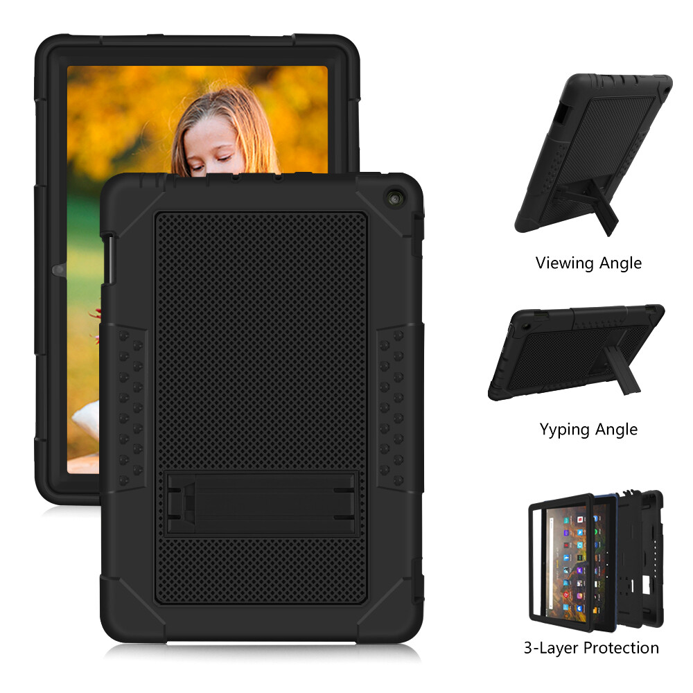 For Amazon Fire HD 10 11th Gen Shockproof Rugged Stand Case+Screen Protector
