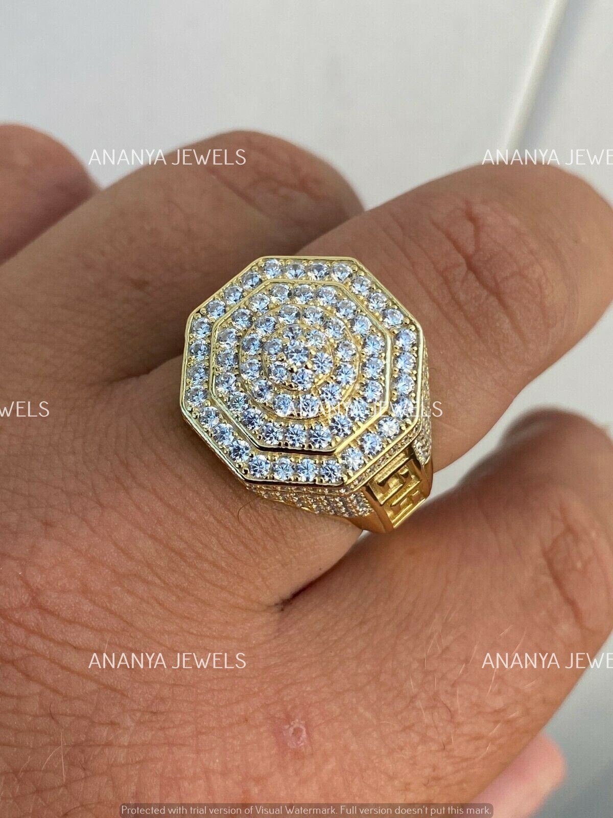 2.50ct Round Cut Moissanite Wedding Engagement Pinky Ring 14K Yellow Gold Plated