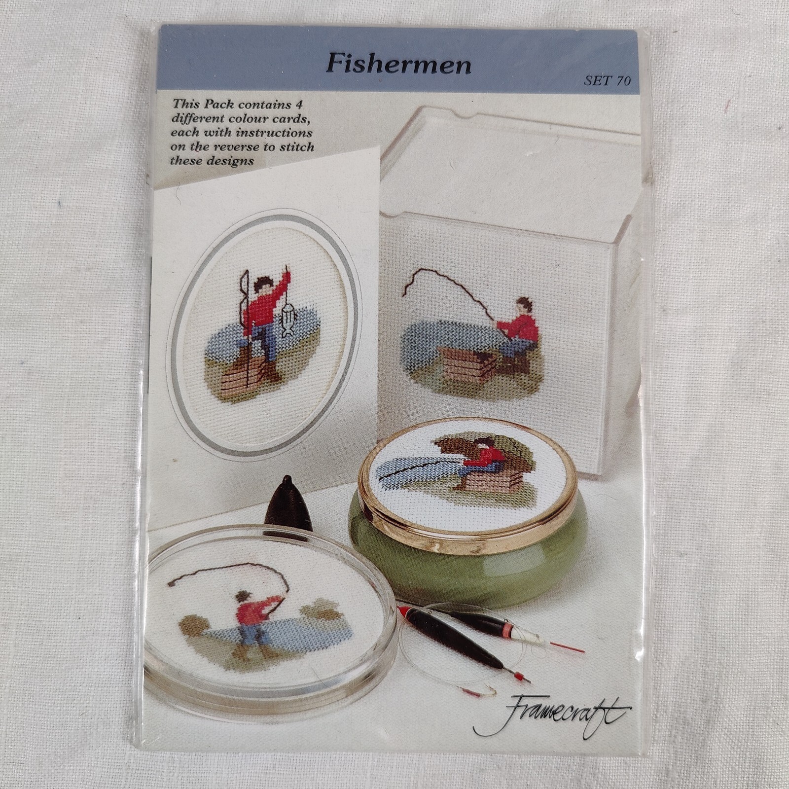 "Fishermen" Counted Cross-stitch Design Pack of 4 Templates Patterns Framecraft