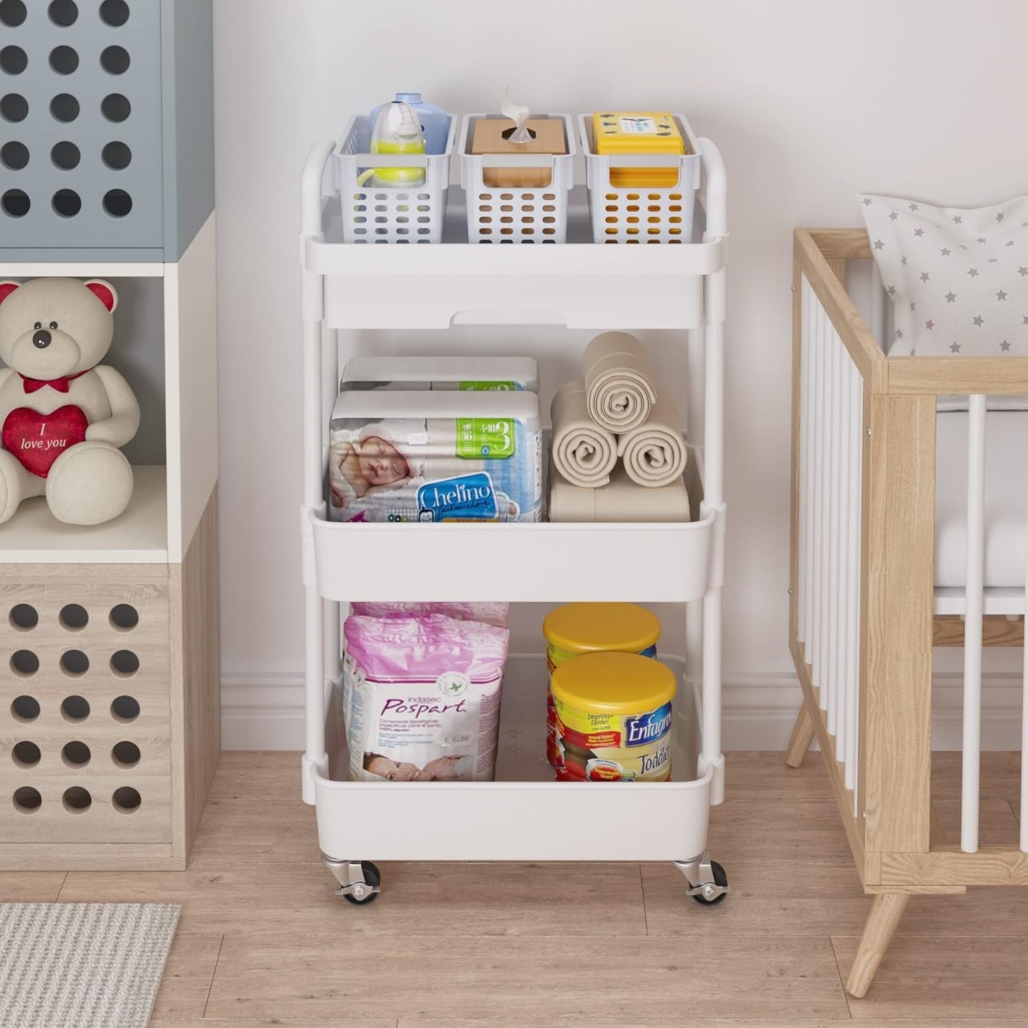 Chic Multi-Functional Rolling Cart with Drawer - Ideal for Kitchen & Bathroom