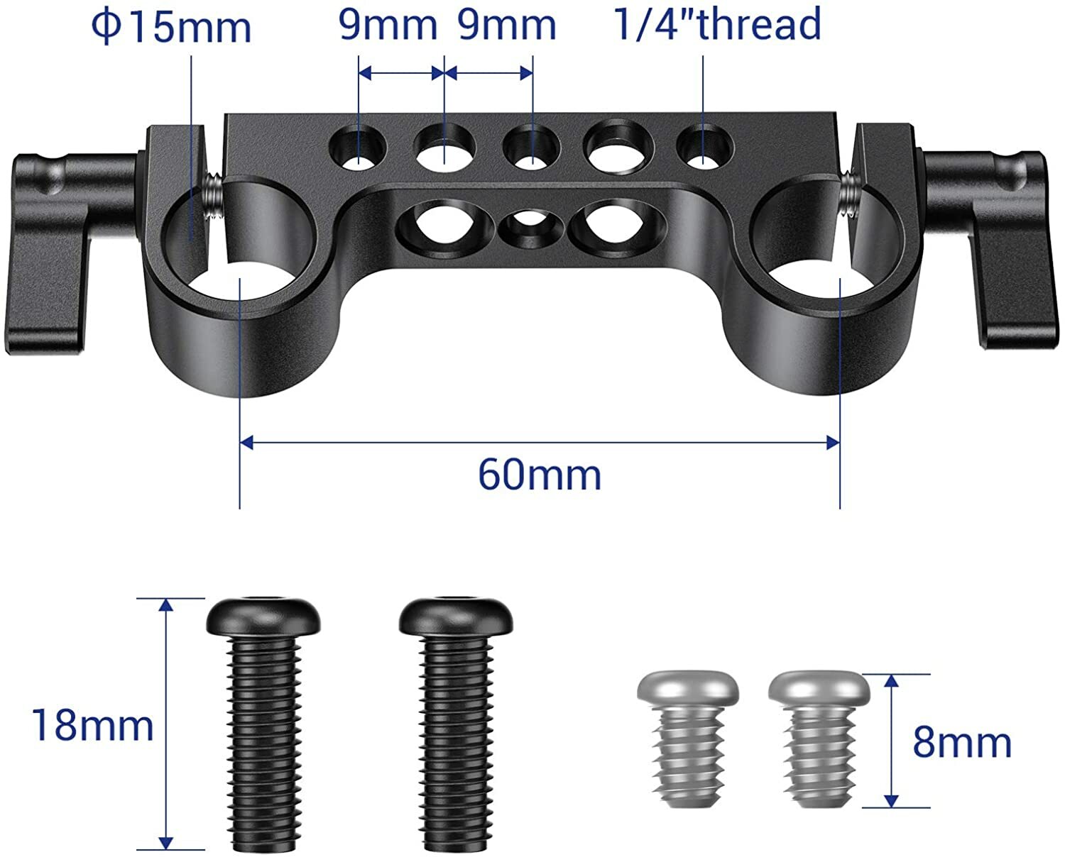 SmallRig 2PCS Lightweight 15mm Railblock with 1/4"-20 Thread for Camera Rig 2061