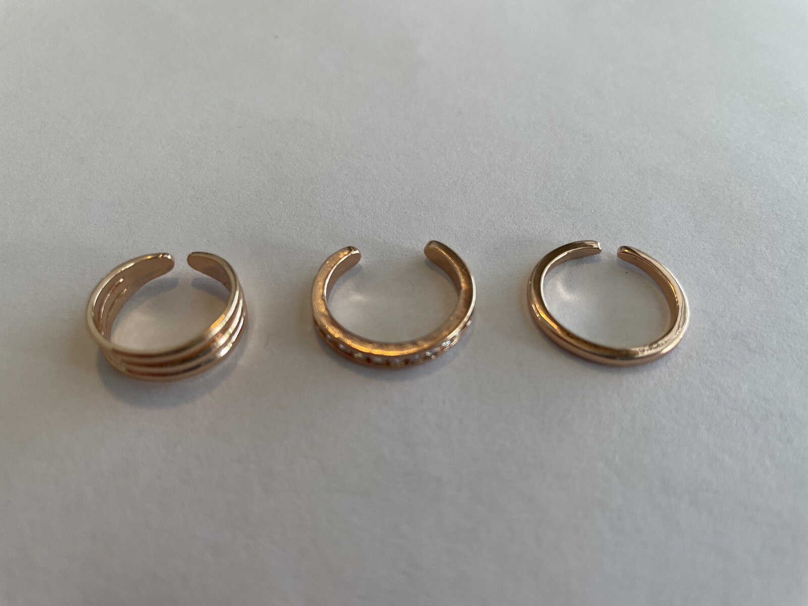 3 Piece Sexy Rose Gold Toe Rings Adjustable  14.4 mm .56 inches