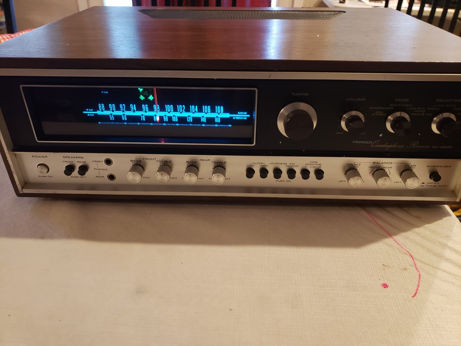 Pioneer QX-8000 4 Channel Receiver Untested Turns On